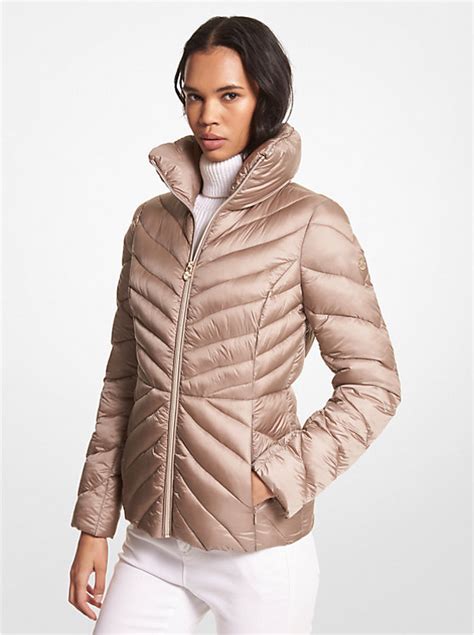 michael kors 3/4 length packable quilted jacket|Michael Kors waterproof jacket.